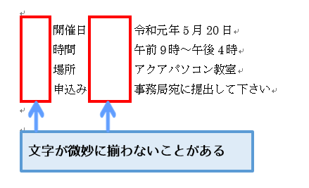 Word 文字が微妙に揃わない そんな時はタブをマスター 働くオンナのパソコン教科書