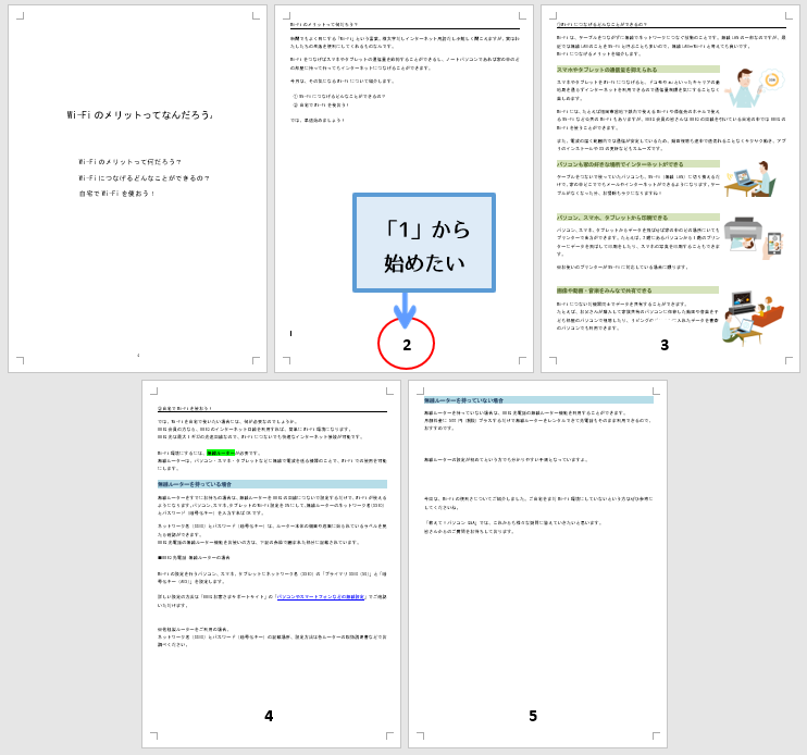 番号を教えてください。専用ページ作ります Word】ページ番号を付けるには～ヘッダーとフッター